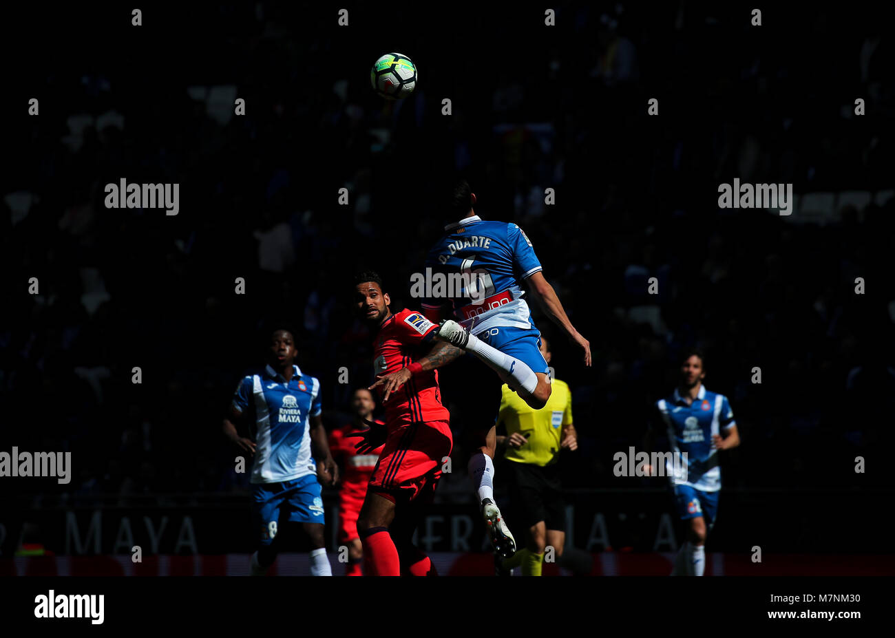 Willian Jose e Oscar Duarte durante il match tra RCD Espanyol e Real Sociedad, il 11 marzo 2018, a Barcellona, Spagna. Credito: Gtres Información más Comuniación on line, S.L./Alamy Live News Foto Stock Willian Jose e Oscar Duarte durante il match tra RCD Espanyol e Real Sociedad, il 11 marzo 2018, a Barcellona, Spagna. Credito: Gtres Información más Comuniación on line, S.L./Alamy Live News Foto Stock