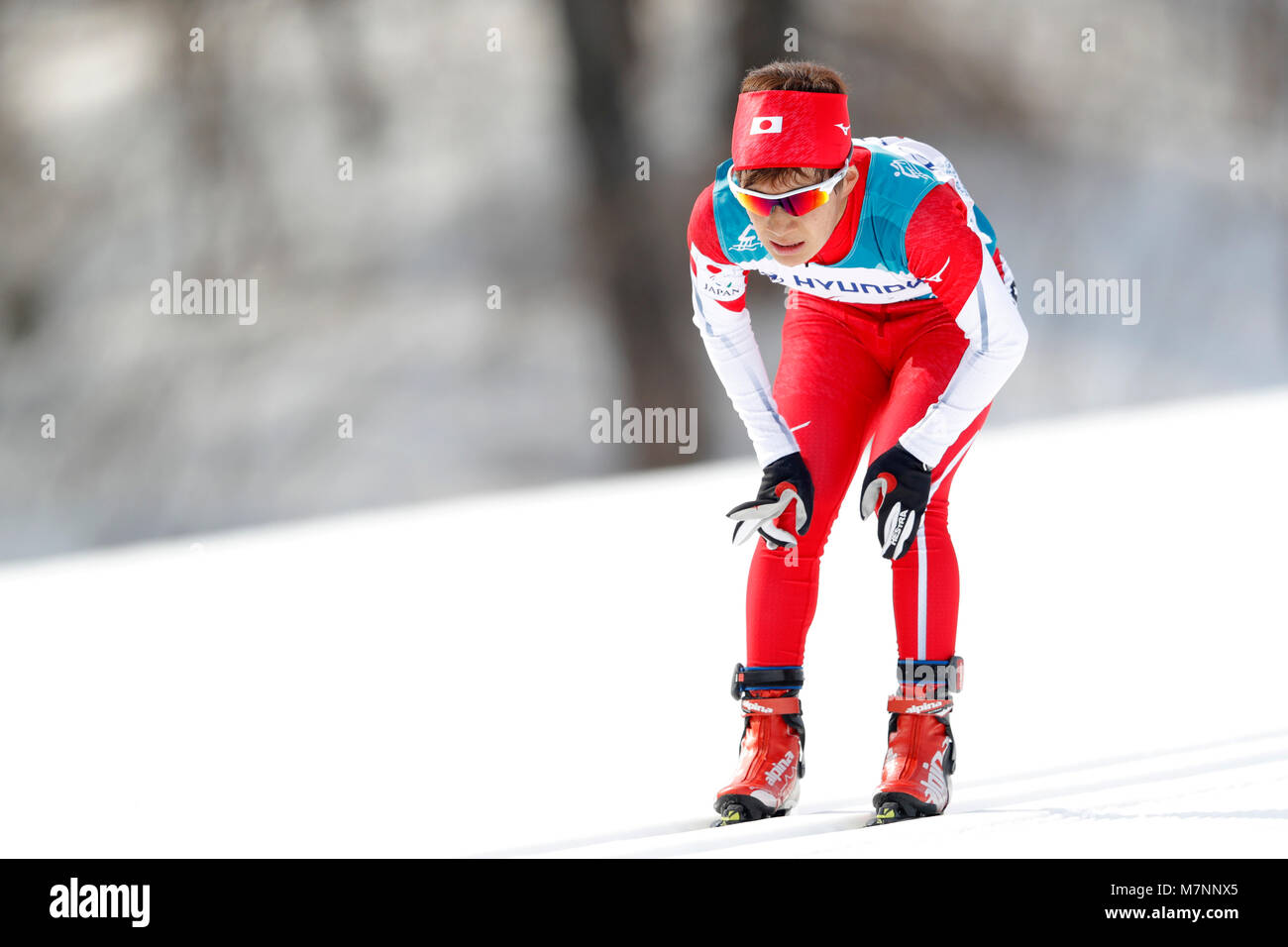 Pyeongchang, Corea del Sud. Xii Mar, 2018. Daiki Kawayoke (JPN) Sci di fondo : uomo libero 20 km Standing at Alpensia Centro Biathlon durante il PyeongChang 2018 Paralimpiadi Giochi invernali di Pyeongchang, Corea del Sud . Credito: Yusuke Nakanishi/AFLO/Alamy Live News Foto Stock