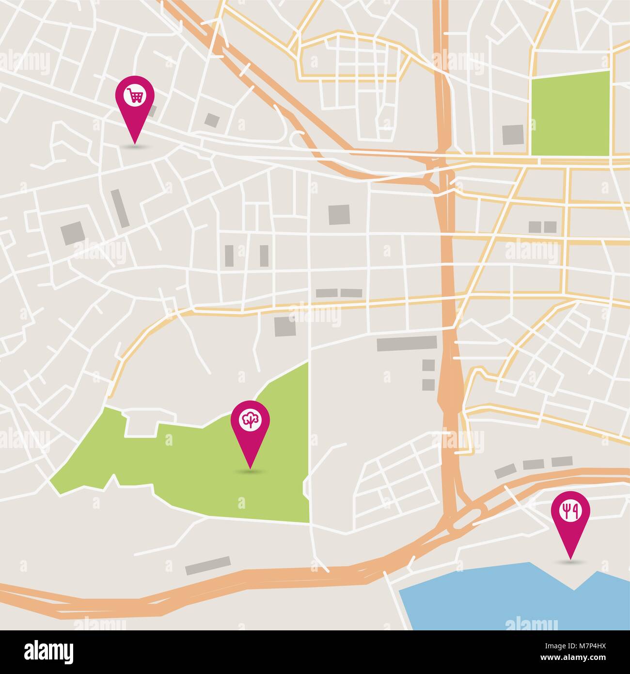 Mappa della città di vettore Illustrazione Vettoriale