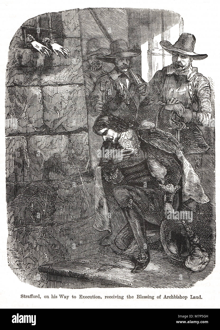 Il conte di Strafford, sul suo modo di esecuzione, 12 maggio 1641, ricevendo la benedizione dell Arcivescovo narra, Torre di Londra Foto Stock