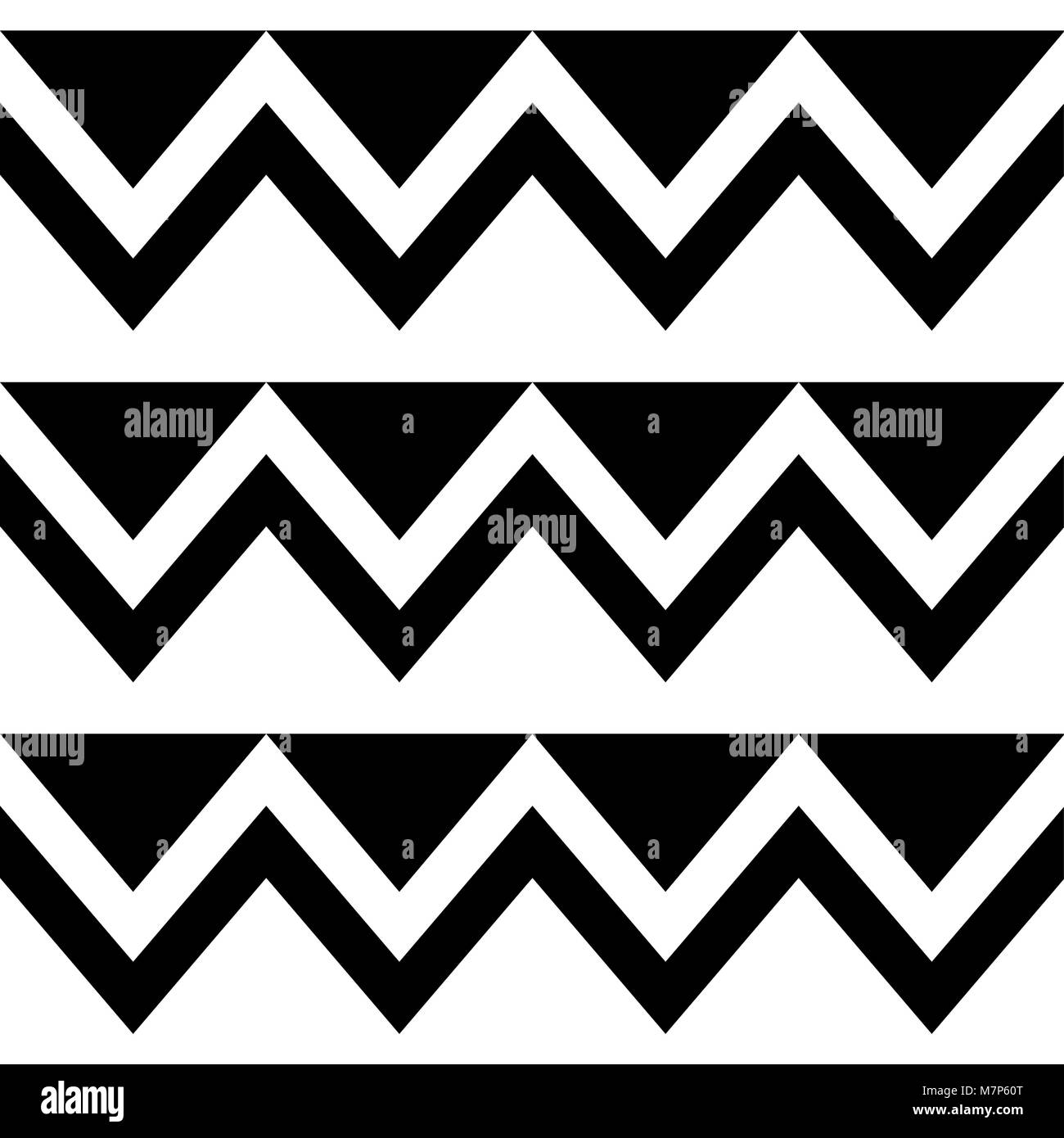 A zig zag tribale senza giunture disegno vettoriale, ornamento geometrico in bianco e nero, decorazione tribale Illustrazione Vettoriale