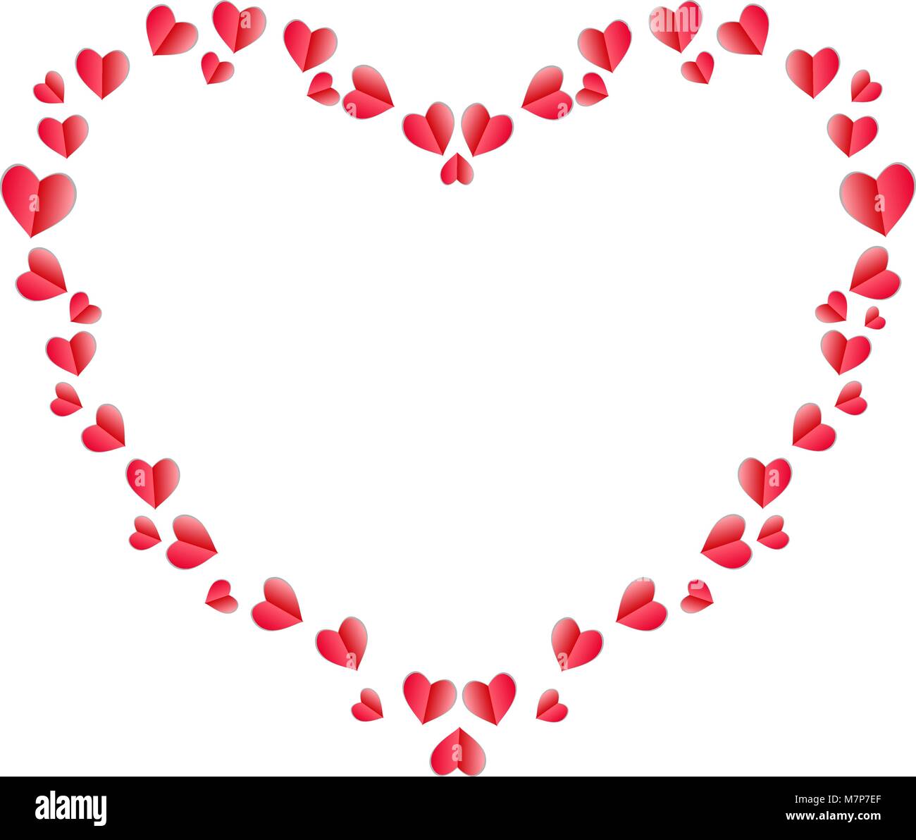 Cuore cornice fatta di rosso carta ripiegata cuori con spazio per il testo  o immagine isolata su sfondo bianco, il giorno di San Valentino sfondo  vettoriale, modello Immagine e Vettoriale - Alamy