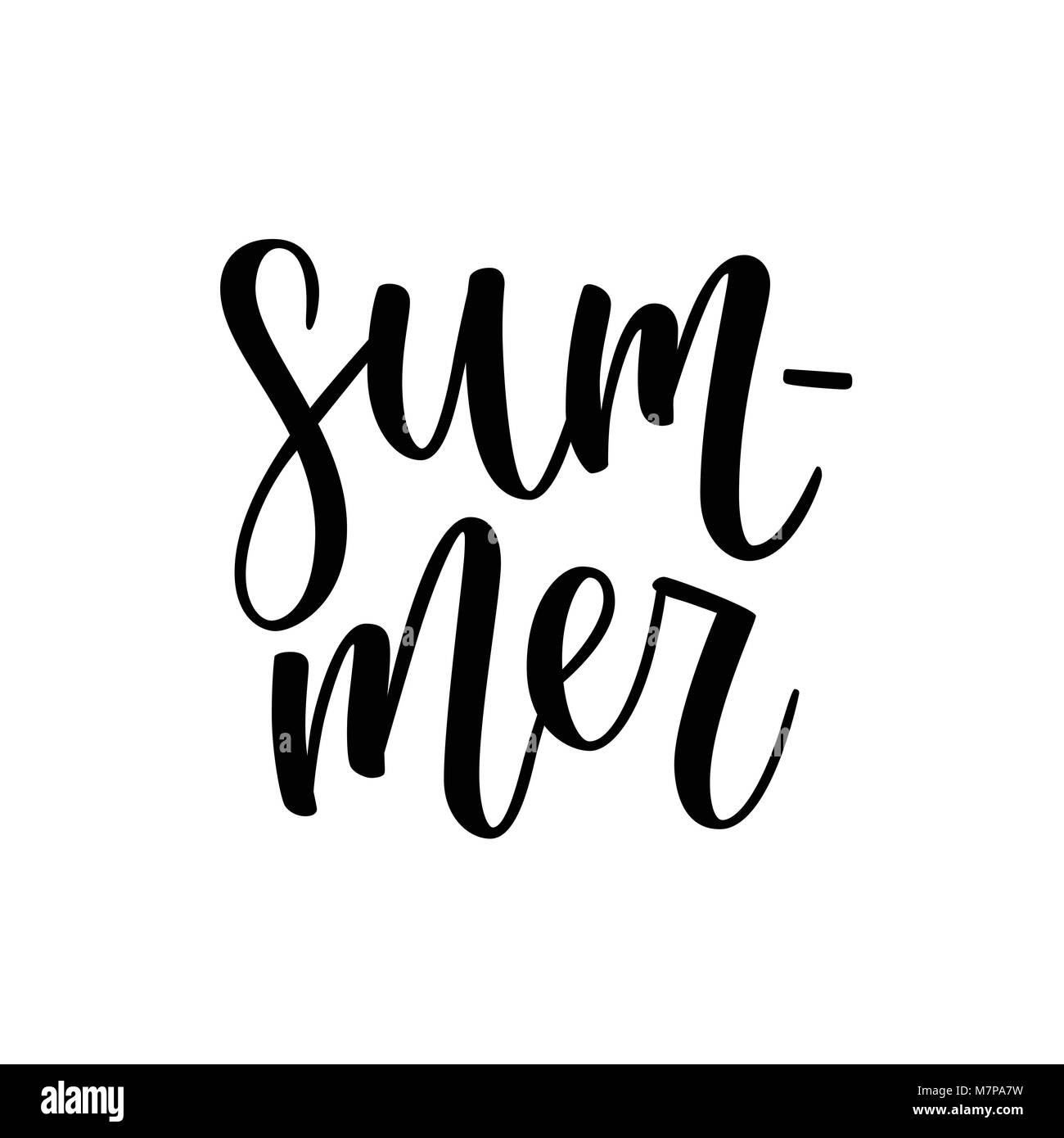 Illustrazione Vettoriale lettering spazzola di composizione delle vacanze estive isolati su sfondo bianco. Spazzola moderno handlettering. Illustrazione Vettoriale