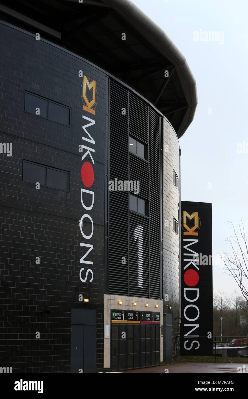 Viste generali di Milton Keynes Football Stadium, MK Dons, UK. Foto Stock