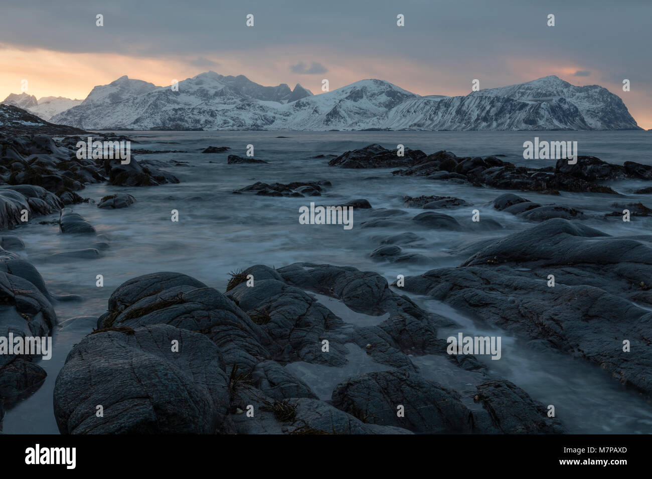 Myrland, Leknes, Lofoten; Norvegia; Europa; Foto Stock