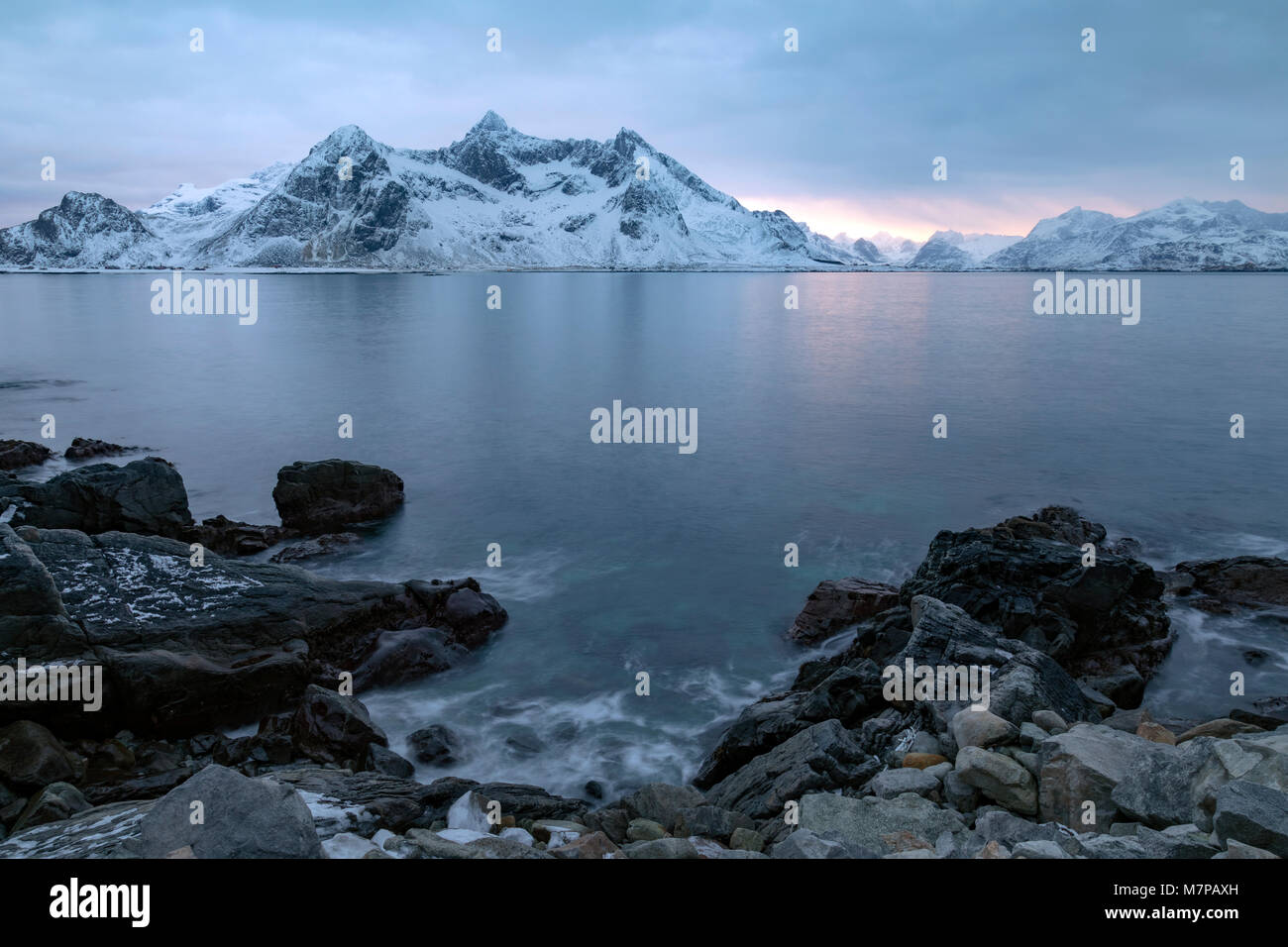 Myrland, Leknes, Lofoten; Norvegia; Europa; Foto Stock