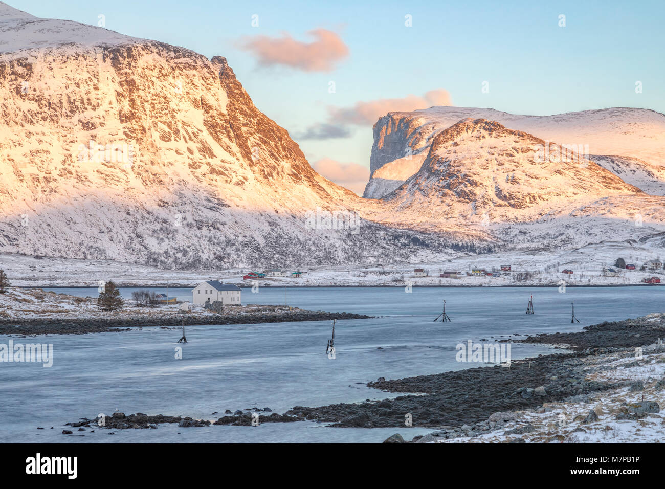 Sund, Ramberg, Leknes, Lofoten; Norvegia; Europa; Foto Stock