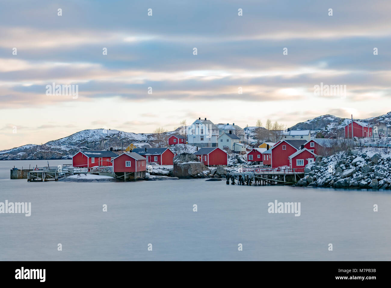 Nusfjord, Flakstad, Leknes, Lofoten; Norvegia; Europa; Foto Stock