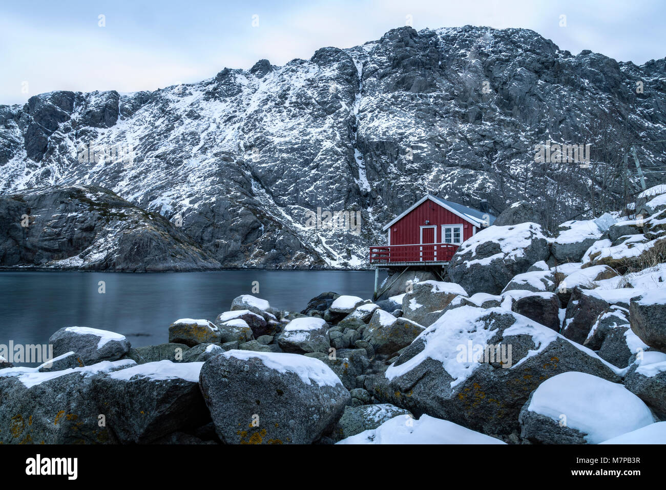 Nusfjord, Flakstad, Leknes, Lofoten; Norvegia; Europa; Foto Stock