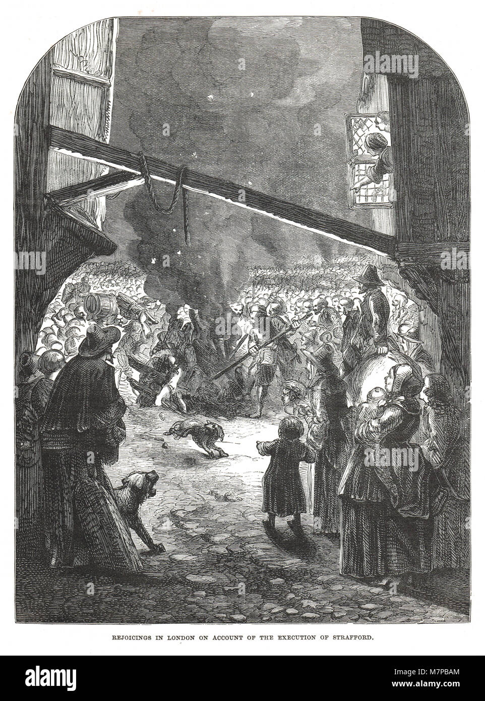 I londinesi di gioia, dopo l'esecuzione del conte di Strafford, 1641 Foto Stock