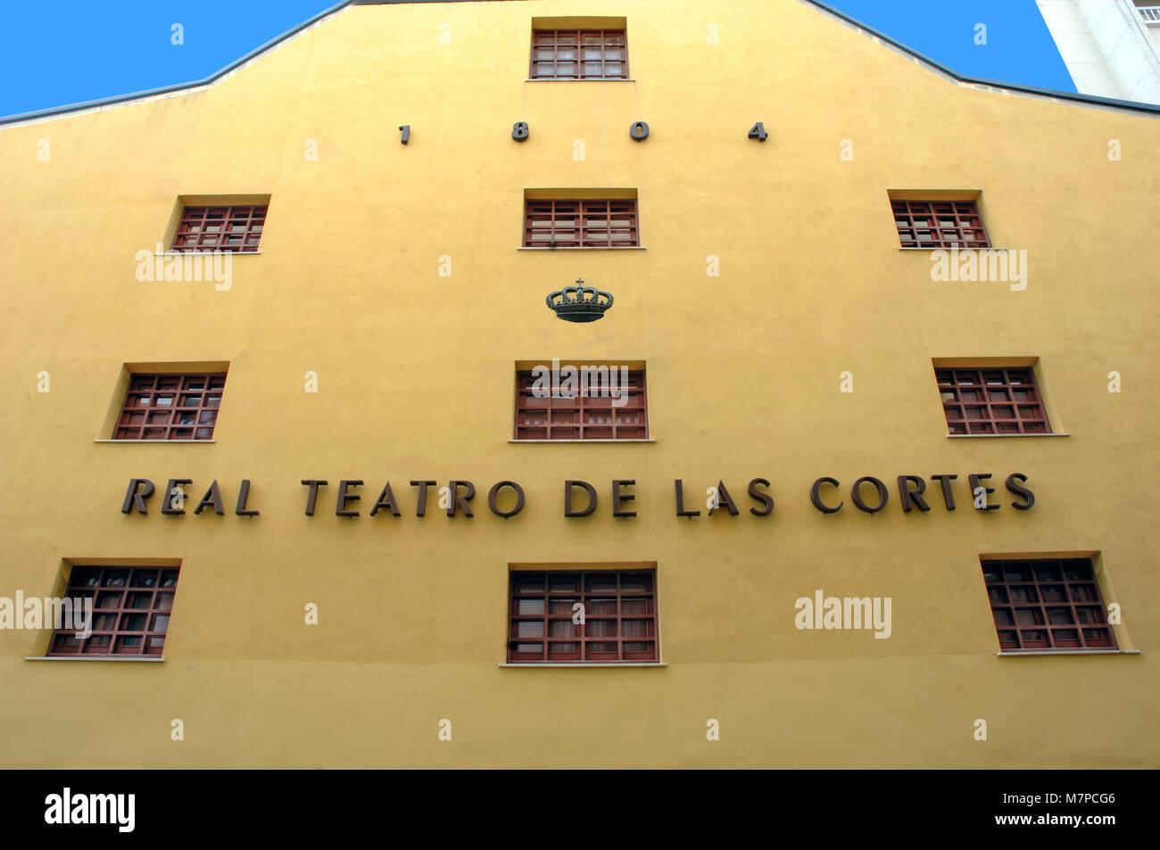 Las Cortes Royal Theatre - 1804, San Fernando, Cadice provincia, regione dell'Andalusia, Spagna, Europa rilevanza storica incontri qui costituzione 1812 Foto Stock
