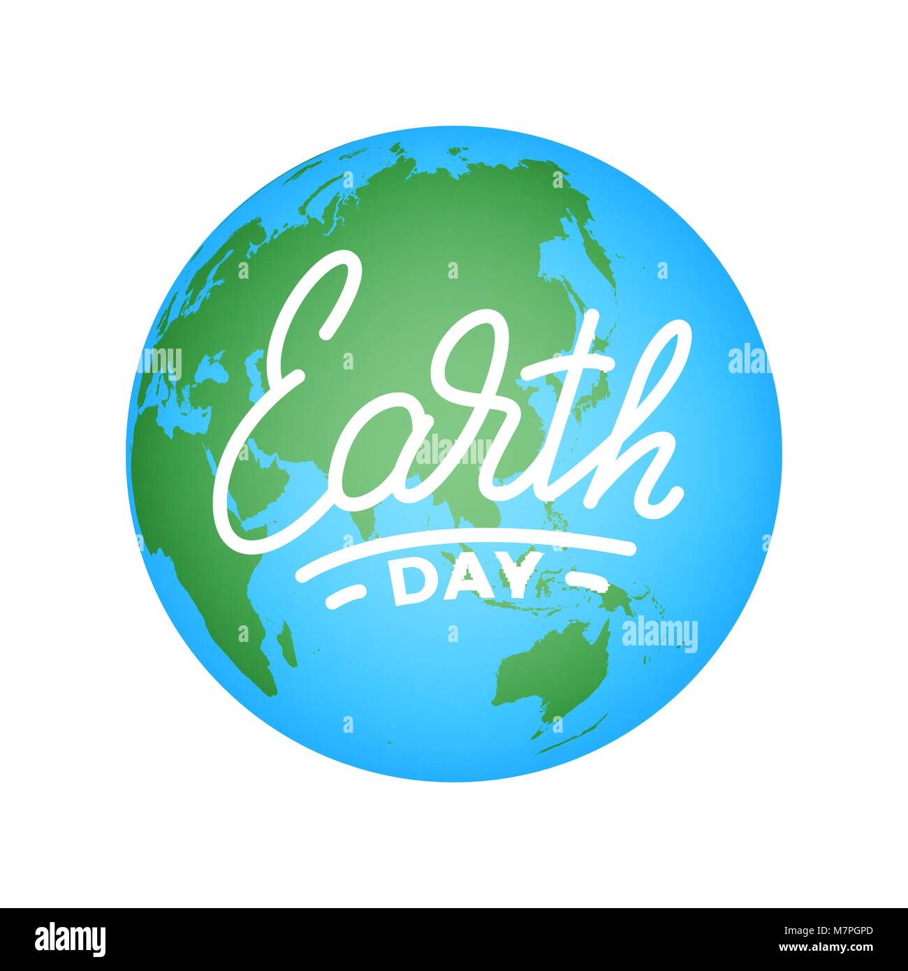 La giornata della terra. Illustrazione per la Giornata della Terra celebrazione con il globo terrestre e scritte Illustrazione Vettoriale