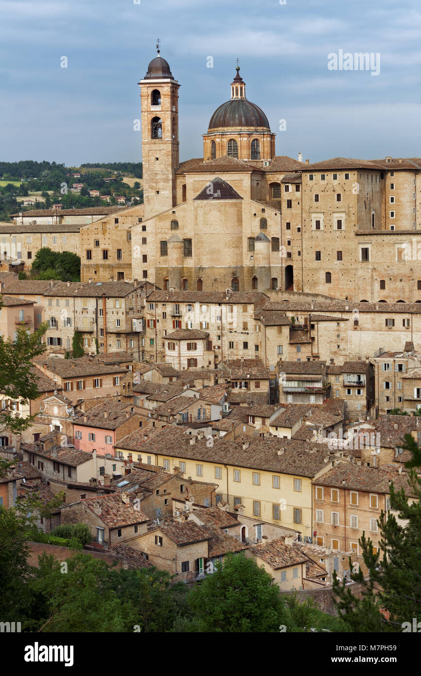 Vista del centro storico di Urbino, Italia. La parte storica della città è elencato come patrimonio mondiale UNESCO Foto Stock