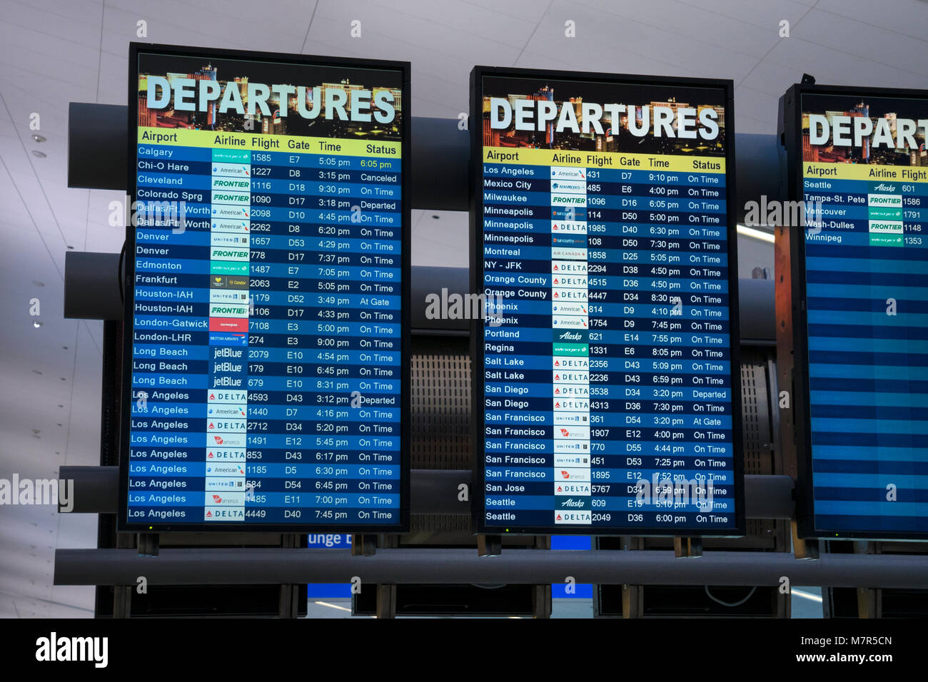 Scheda di partenze in aeroporto , Las Vegas, Nevada, STATI UNITI D'AMERICA Foto Stock