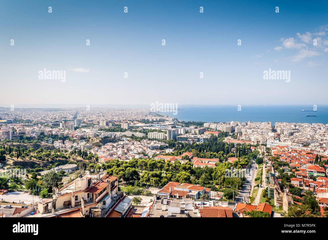 Salonicco vista dalla vecchia città di Salonicco in estate dalla città vecchia Foto Stock