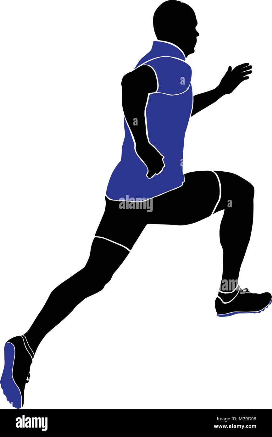 Atleta sprinter runner in esecuzione in abbigliamento sportivo e racing via spike Illustrazione Vettoriale
