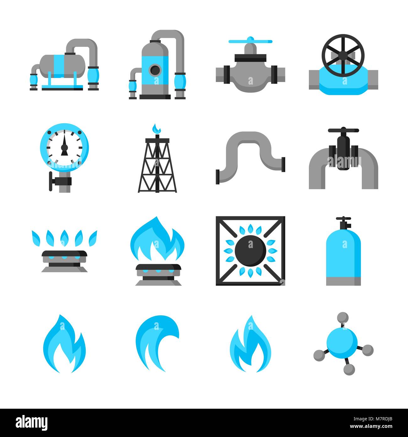 La produzione di gas naturale, iniezione e memorizzazione. Set di oggetti Illustrazione Vettoriale