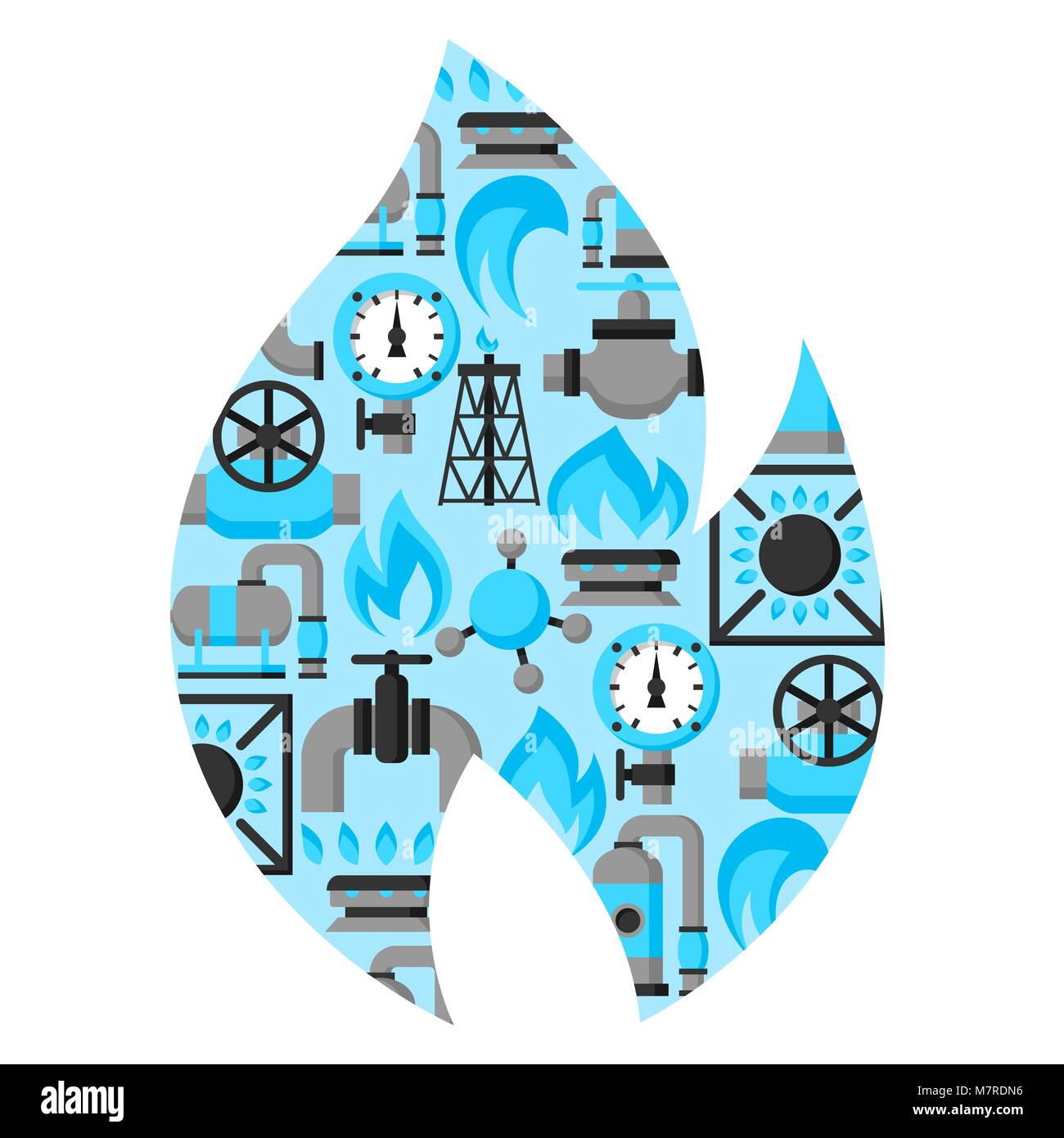 La produzione di gas naturale, iniezione e memorizzazione. Industrial design in background Illustrazione Vettoriale