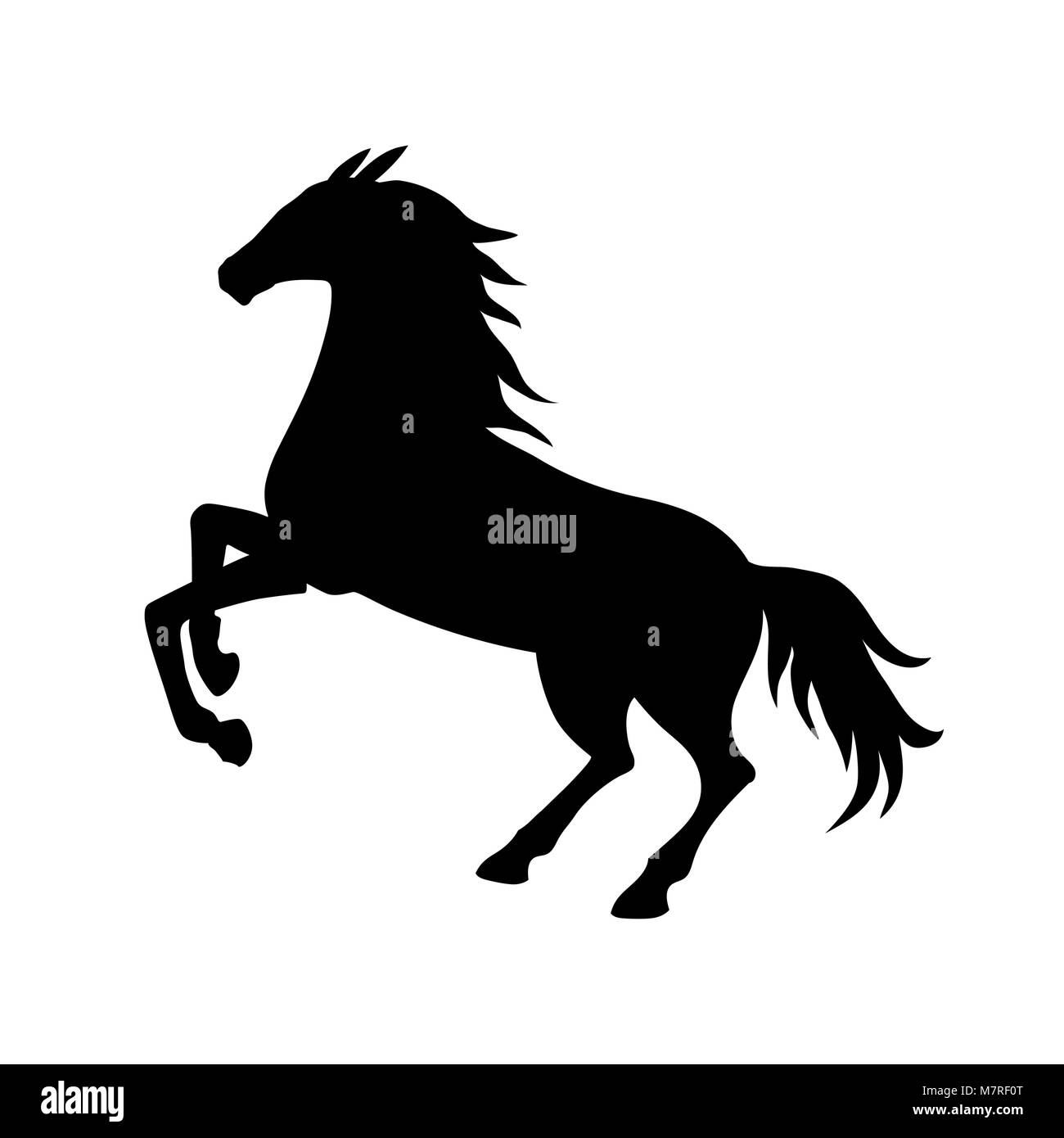Vettore silhouette di cavallo. Cavallo nero profilo Illustrazione Vettoriale