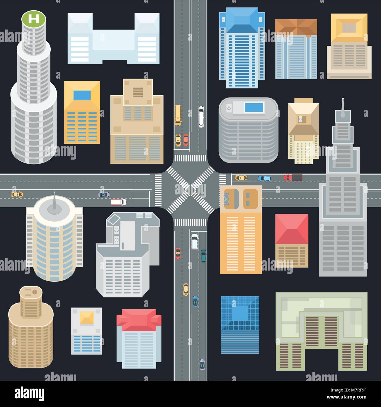Big city elements - serie di moderni oggetti vettore Illustrazione Vettoriale