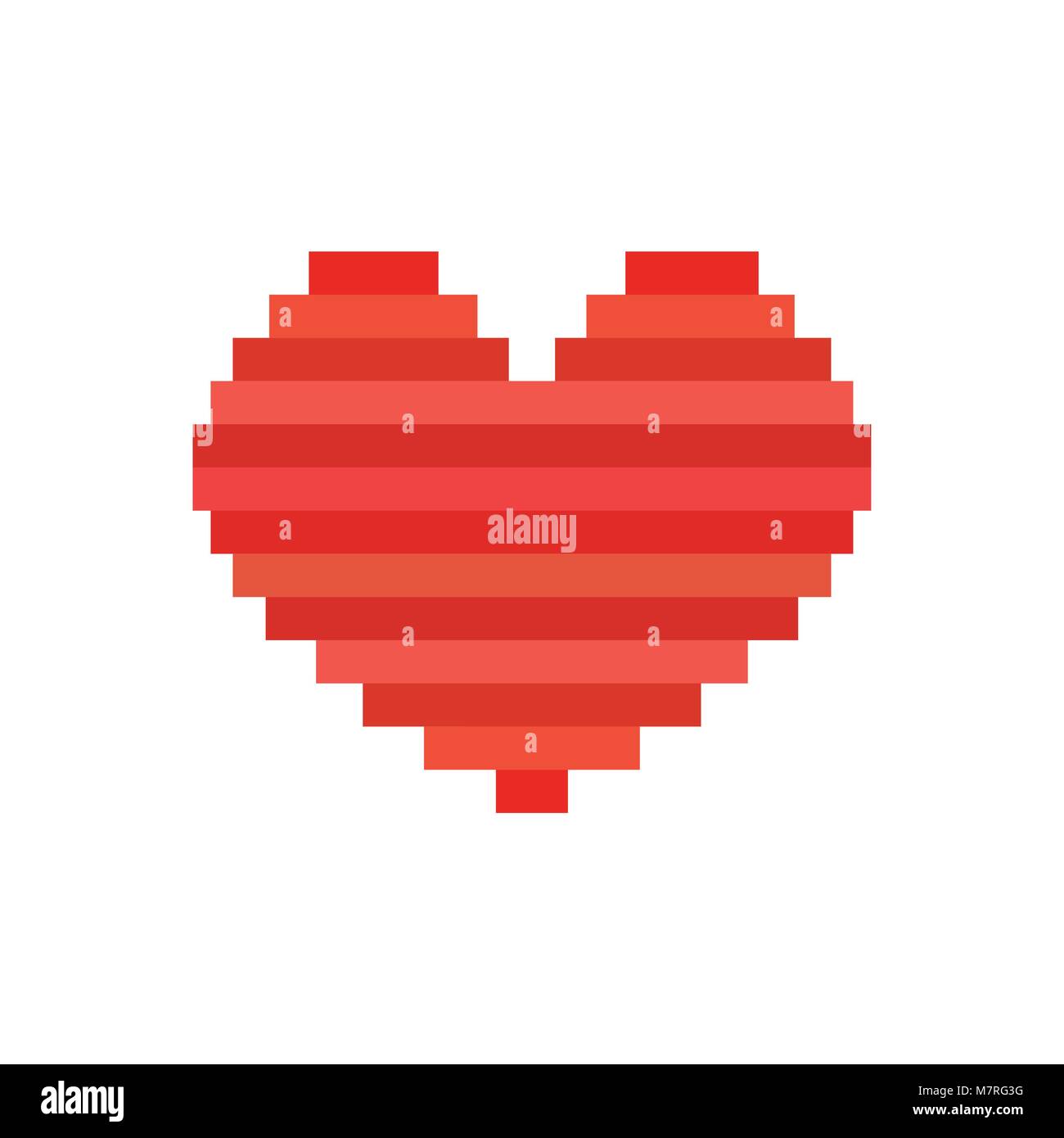 Vettore di pixel cuore d'arte. Simbolo dell'amore. Scheda per il giorno di San Valentino. Design piatto Illustrazione Vettoriale