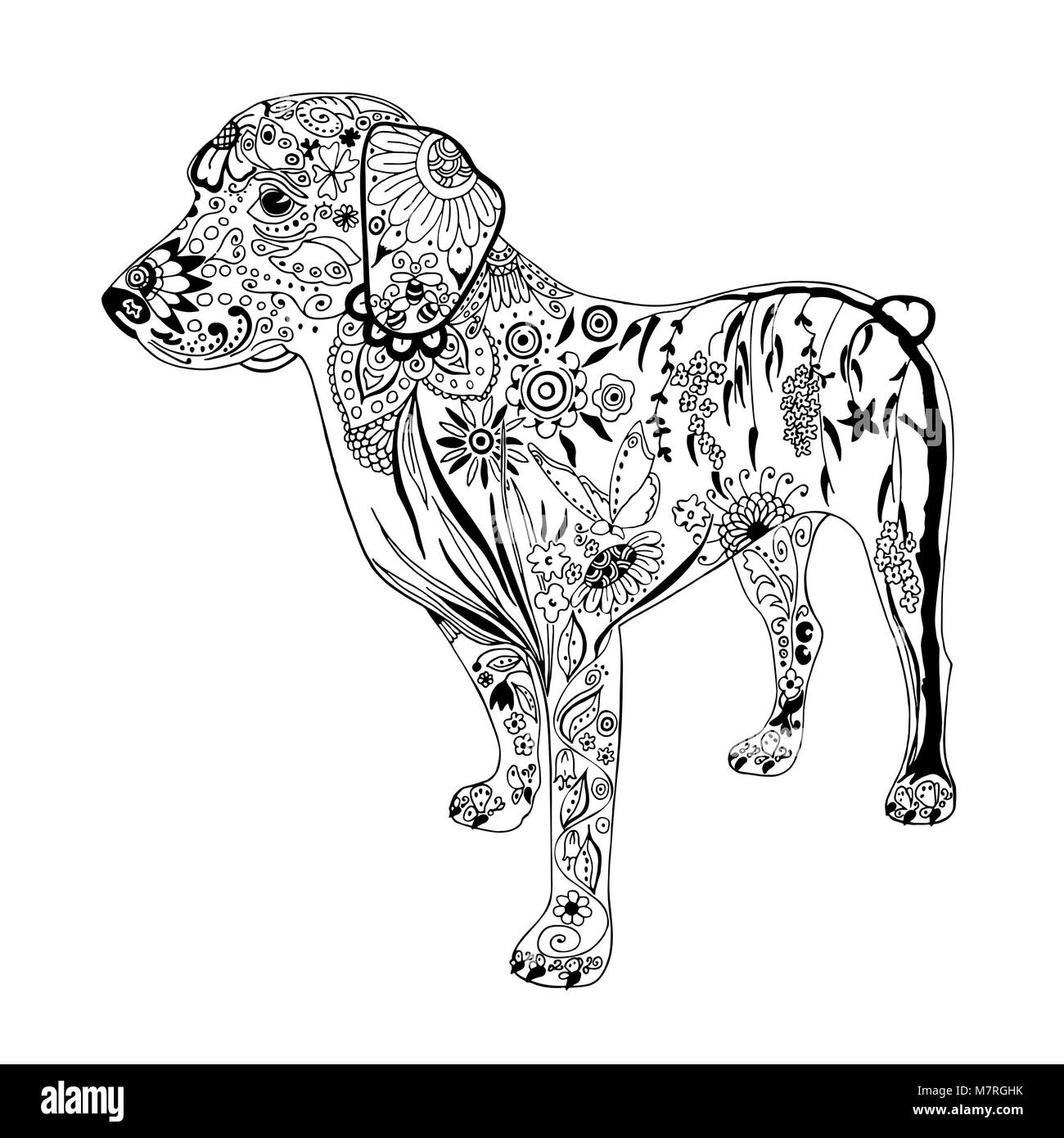 Modellato Il Disegno Del Cane Disegnata A Mano Doodle
