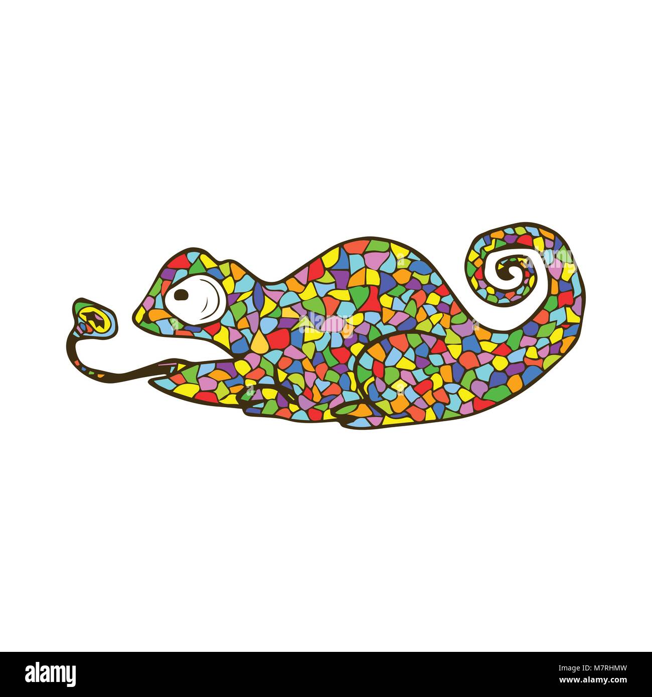 Mosaico di vettore camaleonte. Cartoon carino colorati di animali Immagine  e Vettoriale - Alamy