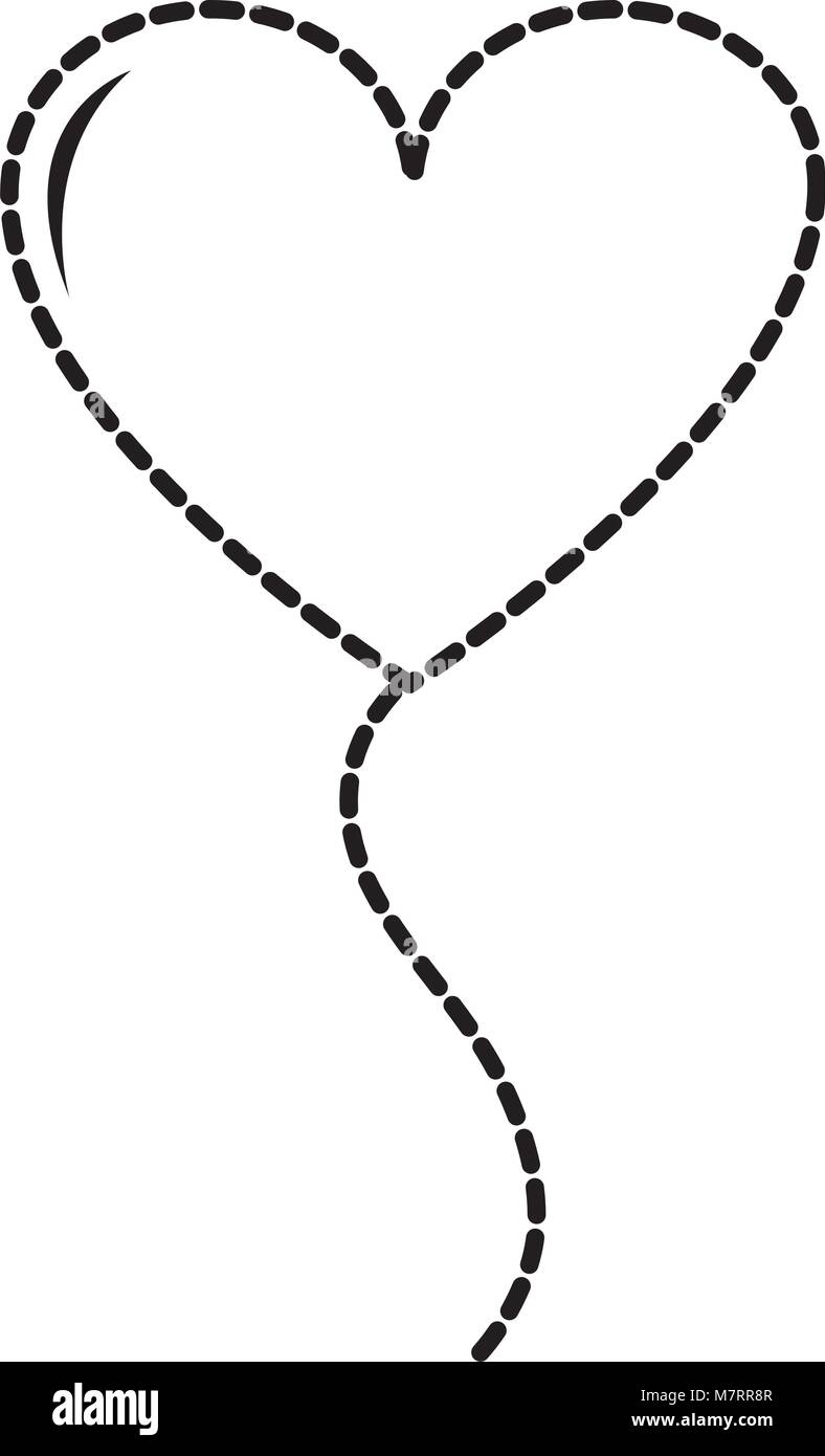 Forma tratteggiata palloncino cuore design alla celebrazione di amore Illustrazione Vettoriale