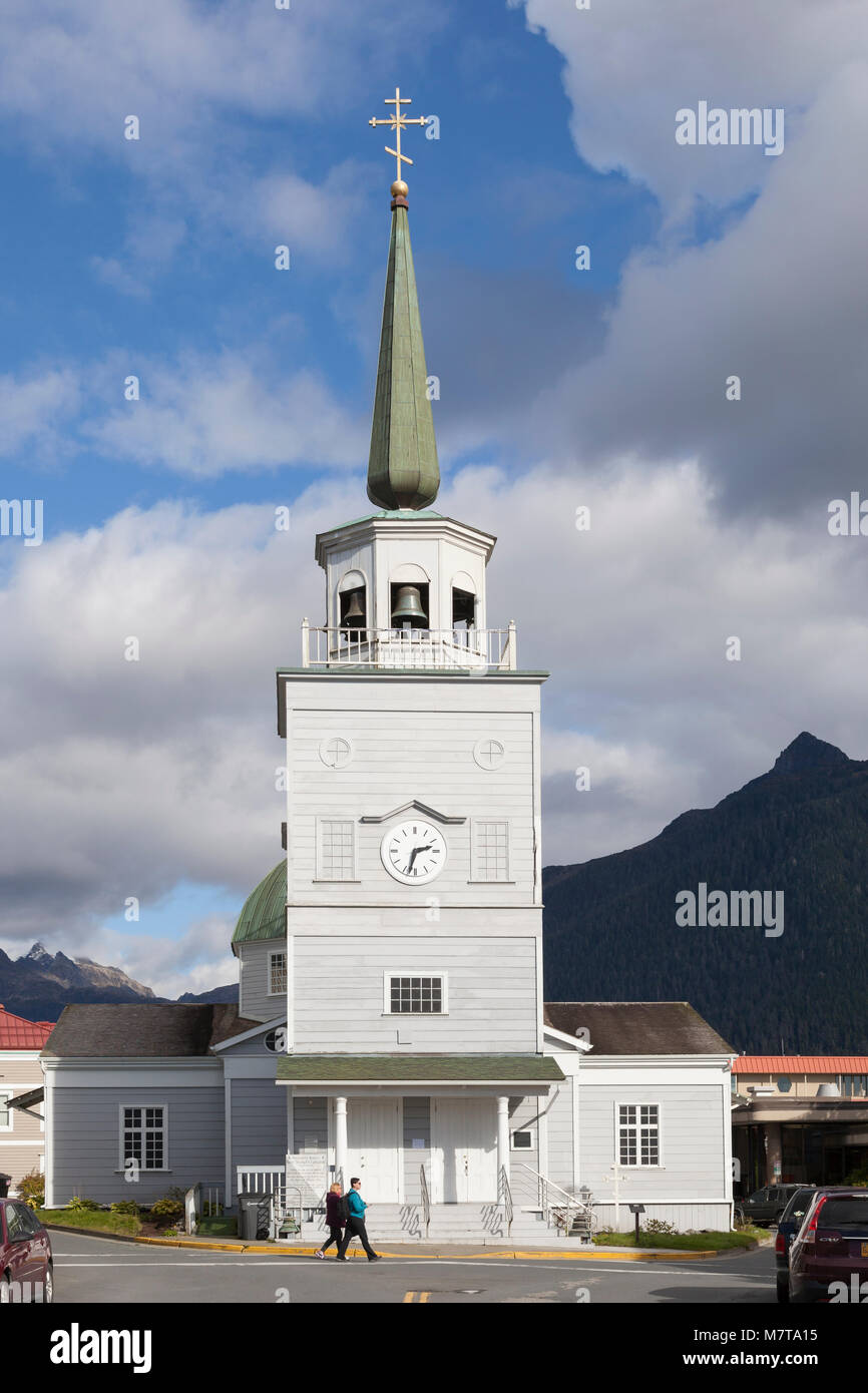 Sitka, Alaska: campanile della chiesa russo-ortodossa di San Michele cattedrale. Foto Stock