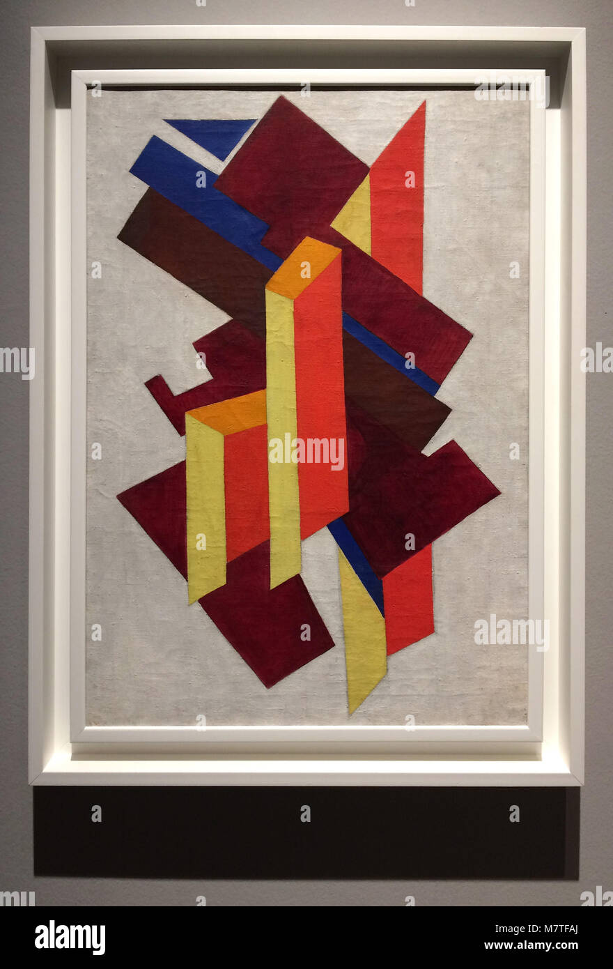 Dipinto 'non-obiettivo composizione' ('Suprematism') dalle avanguardie russe pittore Olga Rozanova datato circa dal 1916 sul display per la mostra di arte russa dall'inizio del XX secolo al MAMbo Museo d'Arte Moderna di Bologna) di Bologna, Italia. La mostra della collezione del Museo Russo di San Pietroburgo, Russia) intitolata Revolutija (la rivoluzione) e dedicato al centenario della Rivoluzione Russa corre fino al 13 maggio 2018. Foto Stock