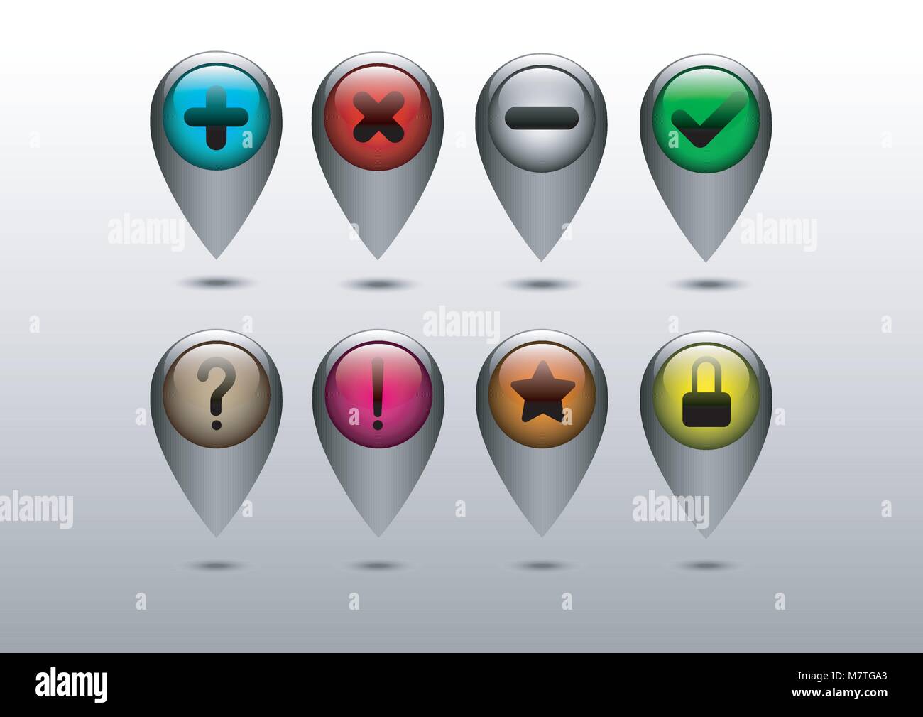 Vettore di progettazione di set di icone pack pin posizione con il simbolo matematico interno Illustrazione Vettoriale