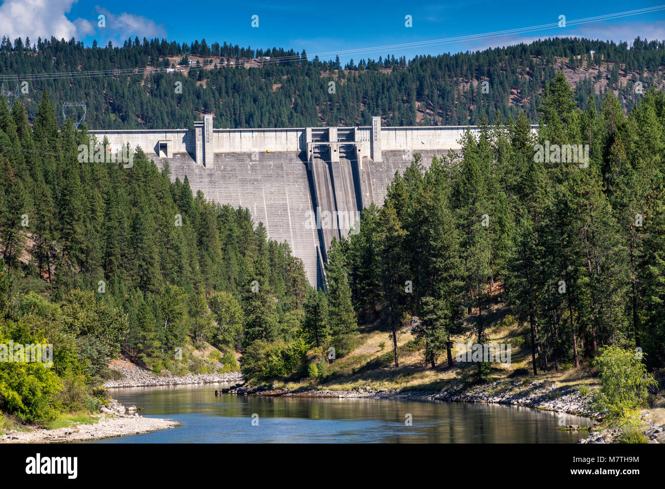 Dworshak diga sul North Fork di Clearwater River, Nez Perce Indian Reservation, vicino Orofino, Idaho, Stati Uniti d'America Foto Stock