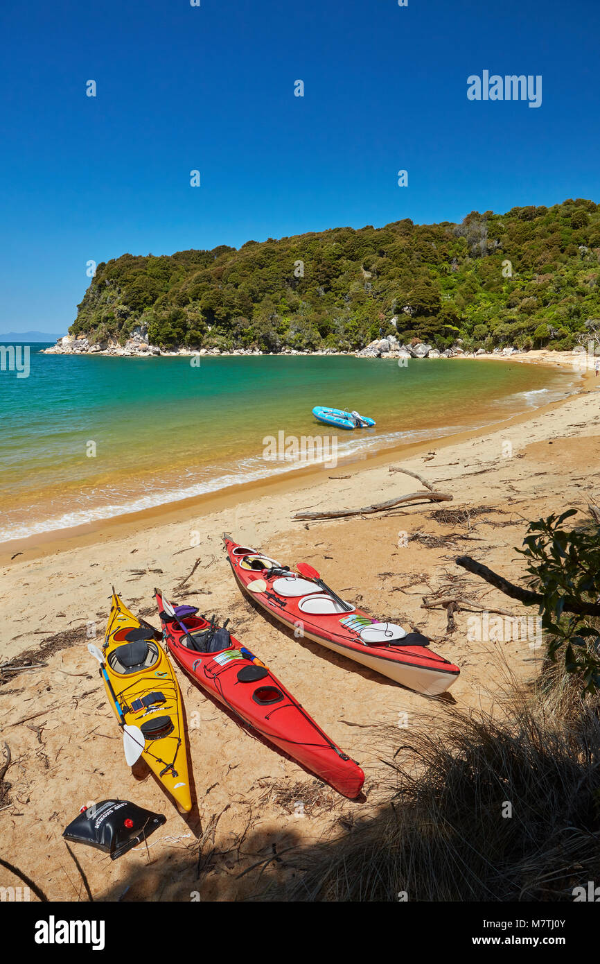 Kayak, Te Pukatea Bay, il Parco Nazionale Abel Tasman Nelson Regione, Isola del Sud, Nuova Zelanda Foto Stock