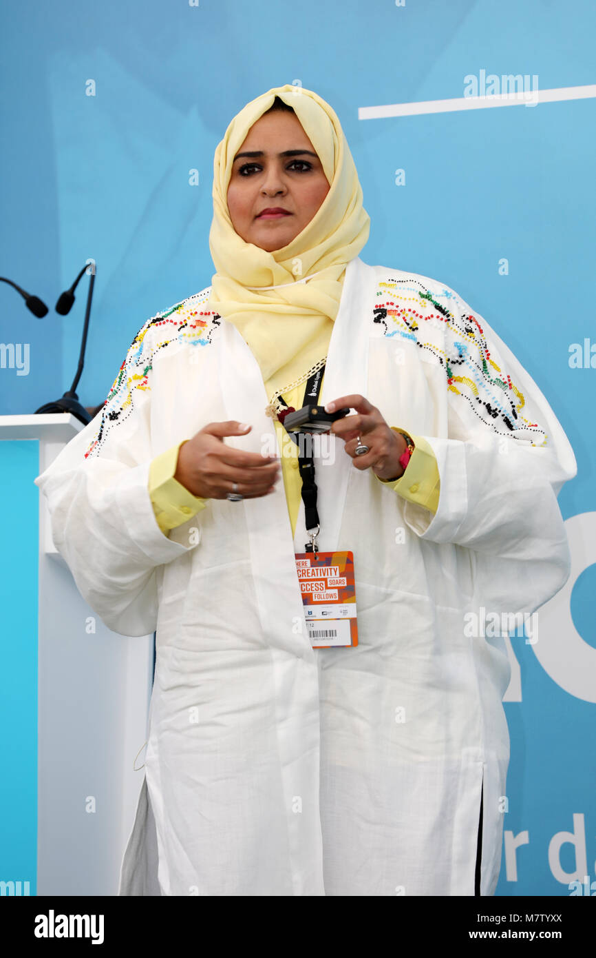 Dubai, Emirati Arabi Uniti, 13. Marzo 2018, Dr. Hatoon Kadi, autore di script host e del Mezzogiorno Alniswa Show, UTURN Entertainment, altoparlante a Dubai Lynx - Festival Internazionale di Creatività, © ifnm / Alamy Live News Foto Stock