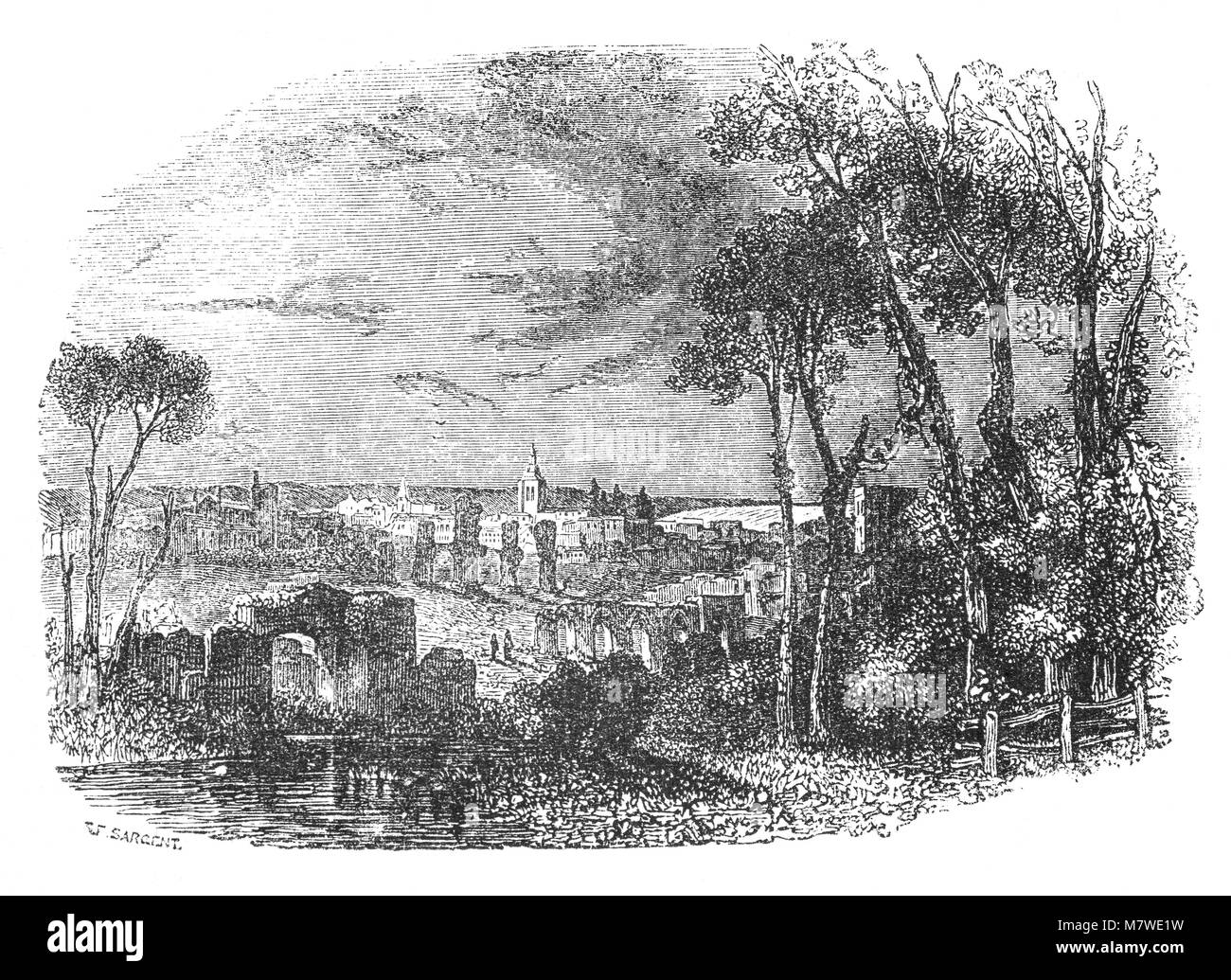 Bury St Edmunds con la torre di St Edmundsbury Cathedral che sovrasta la cittadina. Originari del XI secolo, fu ricostruita in stile gotico in stile Revival durante il XII e il XVI secolo come una chiesa parrocchiale e divenne cattedrale nel 1914, Suffolk, Inghilterra Foto Stock