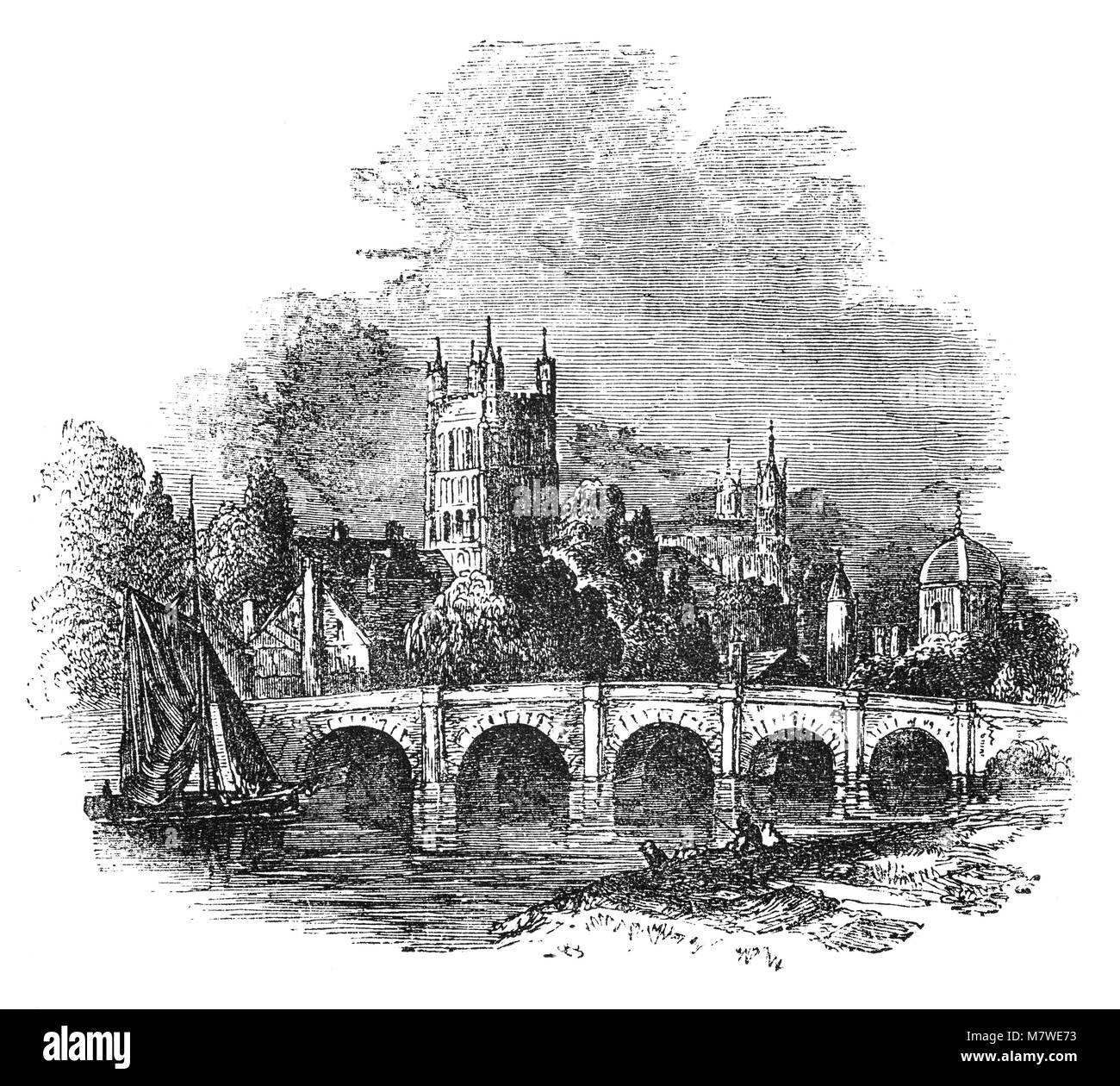 La Chiesa Abbaziale di Santa Maria Vergine, Tewkesbury, (comunemente noto come Tewkesbury Abbey), nella contea inglese del Gloucestershire, Inghilterra è una chiesa parrocchiale e un ex monastero benedettino. Si tratta di uno dei più raffinati esempi di architettura normanna in Gran Bretagna ed è probabilmente il più grande incrocio romanica torre in Europa. È stato un centro di culto fin dal settimo secolo, diventando un priorato in 10th. L'edificio attuale è stato avviato nei primi anni del XII secolo. Foto Stock