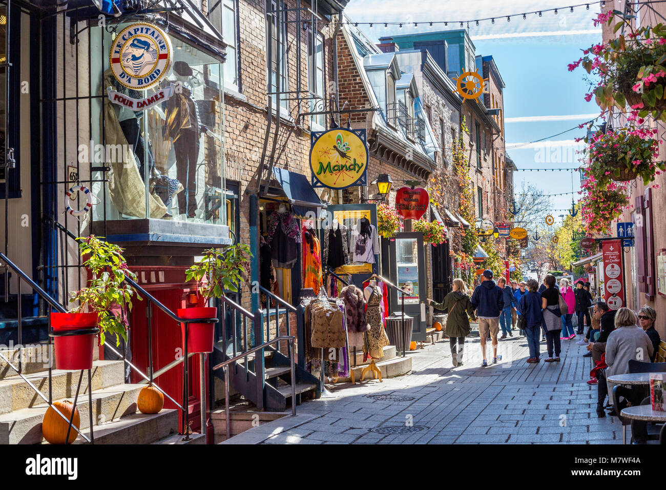 Quebec, Canada. Scena di strada nel quartiere Petit Champlain, inferiore della città. Foto Stock