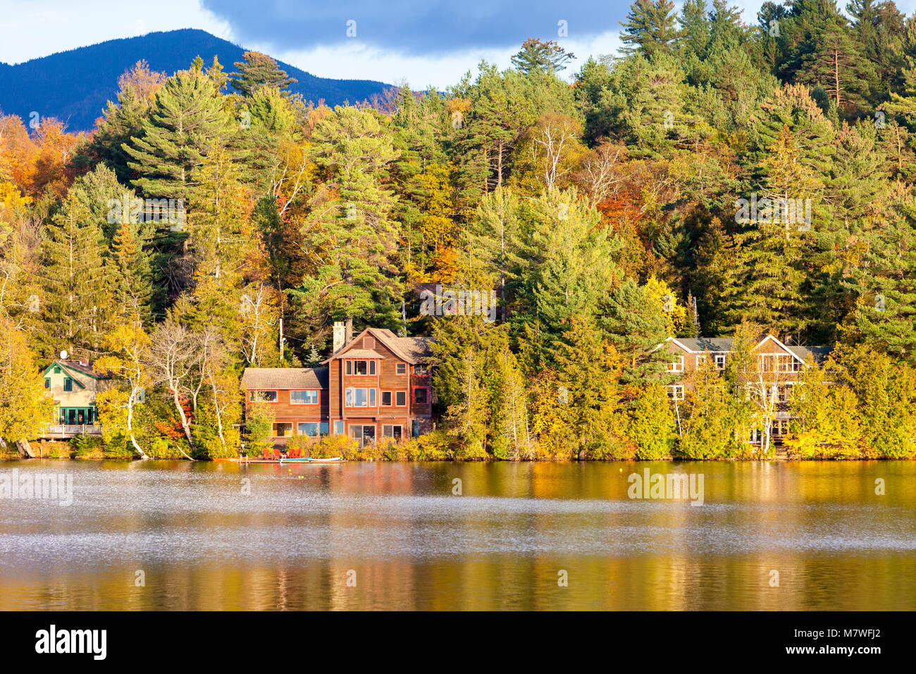 Lake Placid, New York. Mirror Lake. Foto Stock