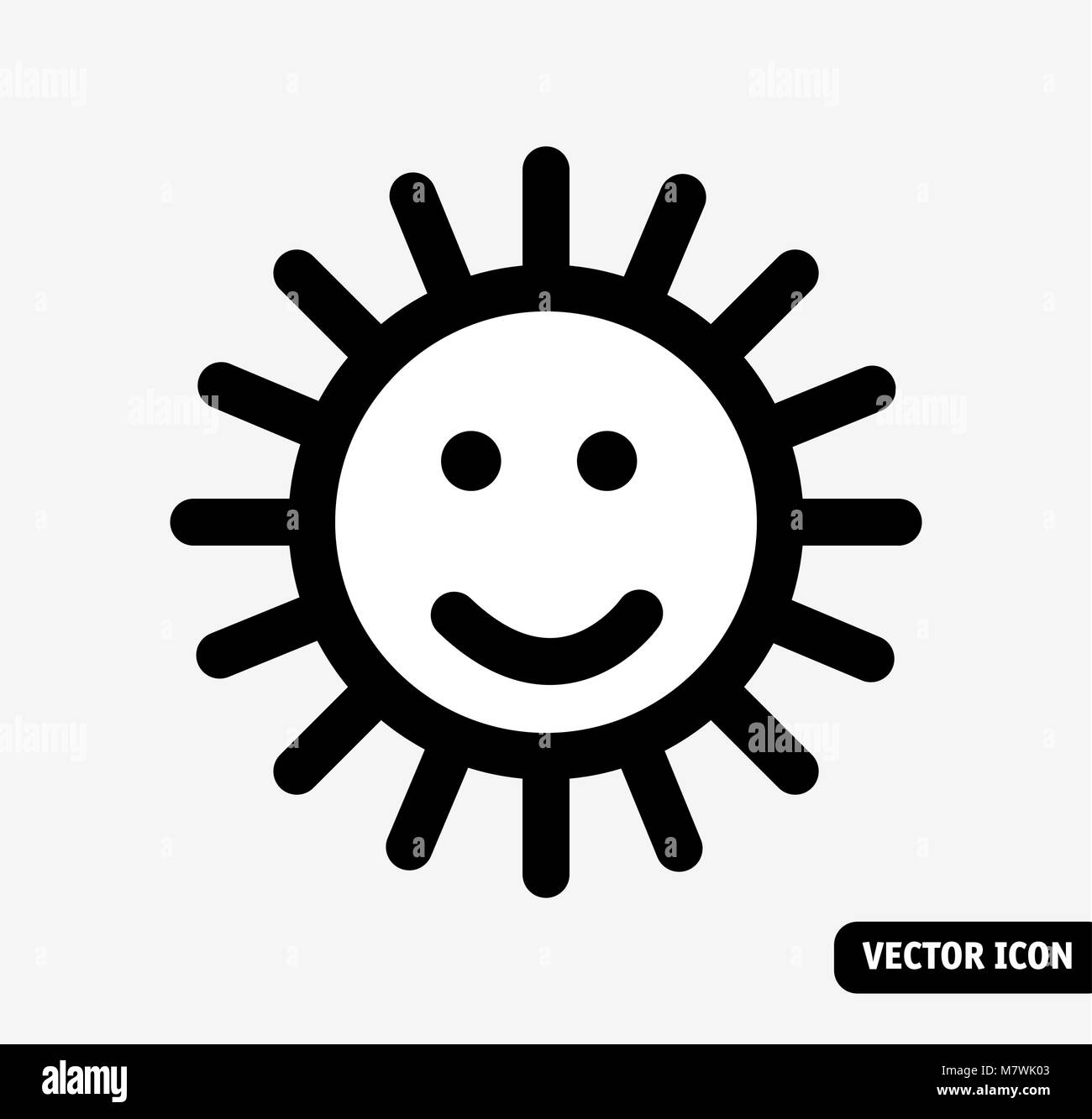 Smile sun nessun simbolo di dissolvenza in bianco e nero e la relativa icona. Illustrazione Vettoriale