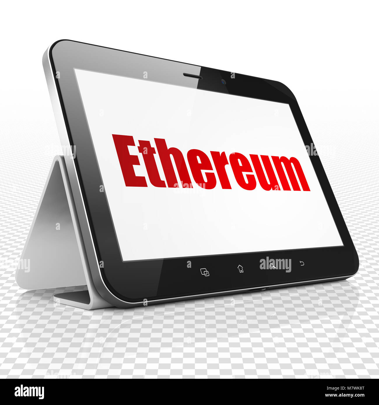 Concetto Cryptocurrency: Computer tablet con Ethereum sul display Foto Stock