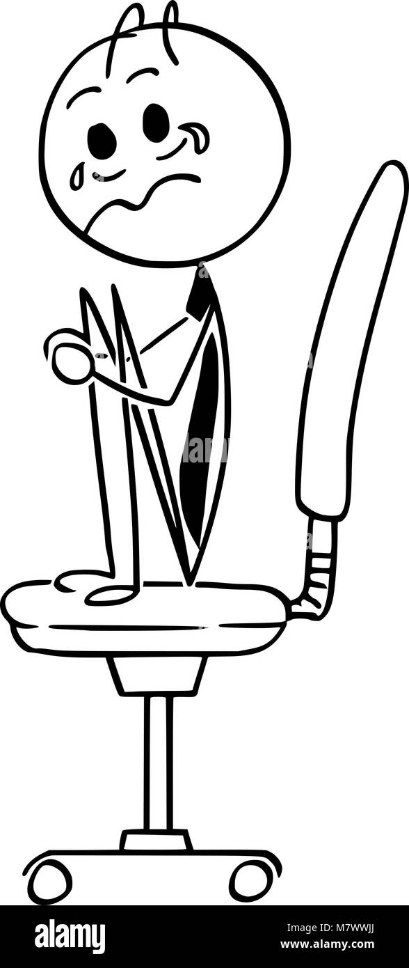 Cartoon di pianto imprenditore scioccato seduta sulla sedia da ufficio Illustrazione Vettoriale