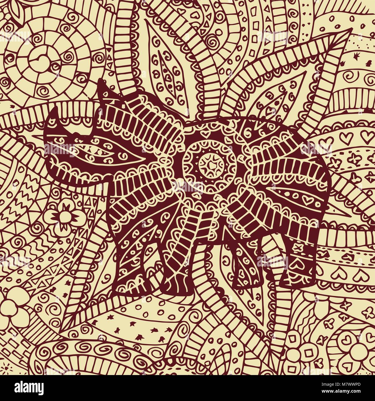 Il rinoceronte e zentangle zendoodle vettore. Rhino groviglio zen e scarabocchio. Colora gli animali. Fauna Tatoo. Zenart Africa. Illustrazione Vettoriale