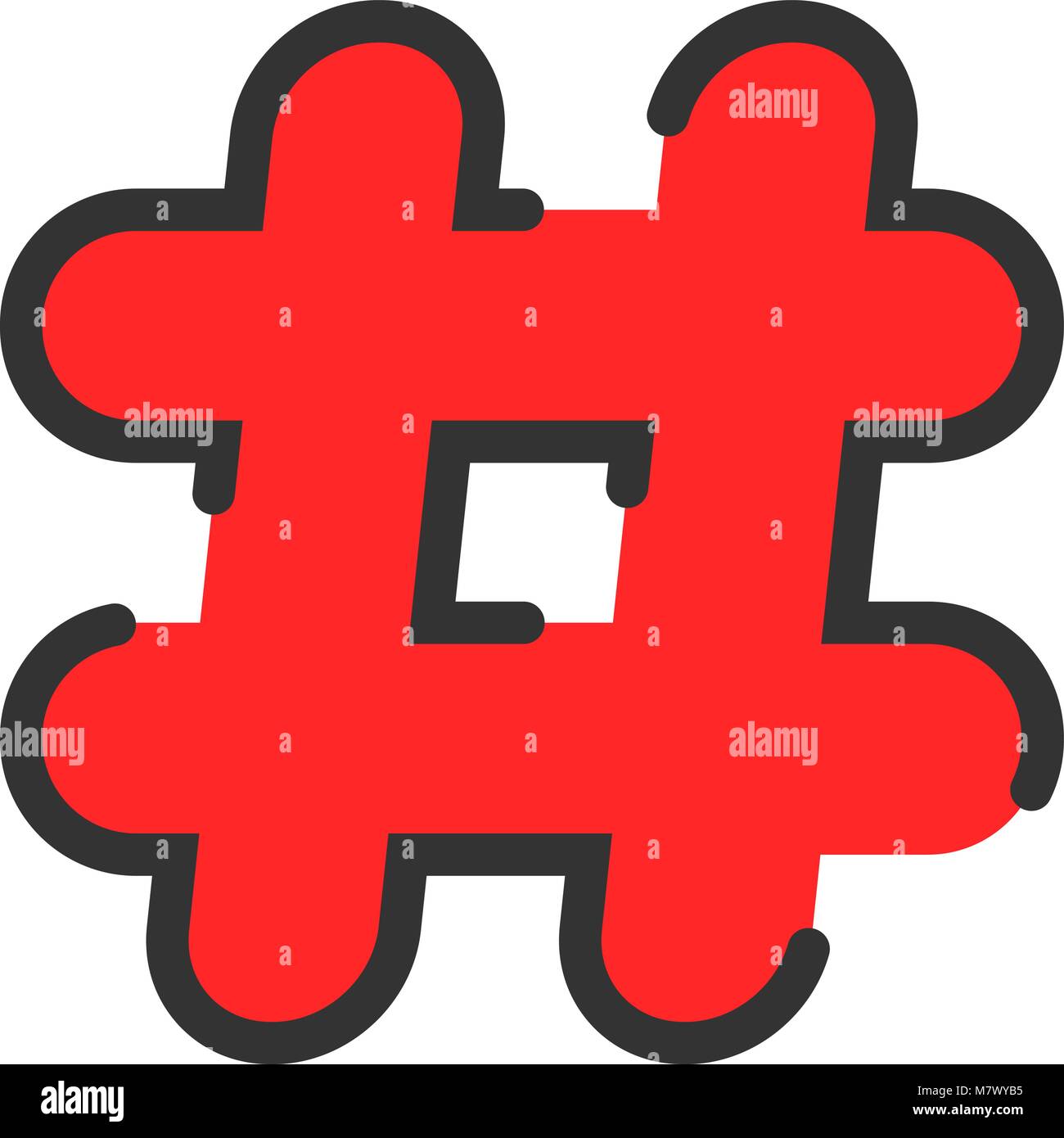 Abstract lineare rosso icona hashtag Illustrazione Vettoriale
