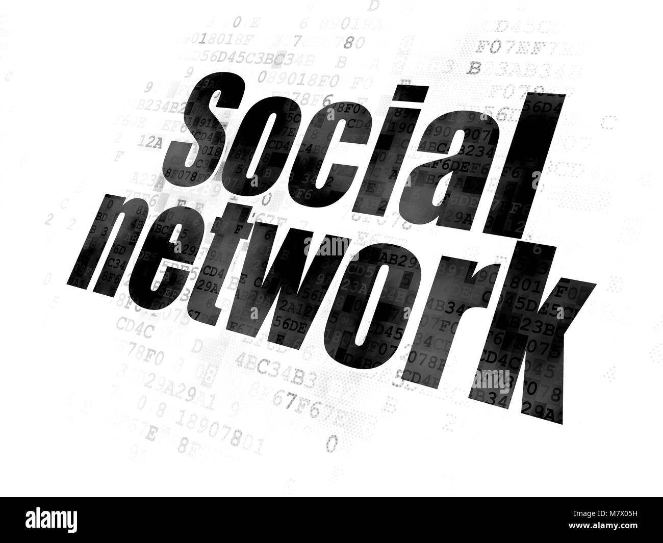 Sociale il concetto di rete: Social Network su sfondo digitale Foto Stock