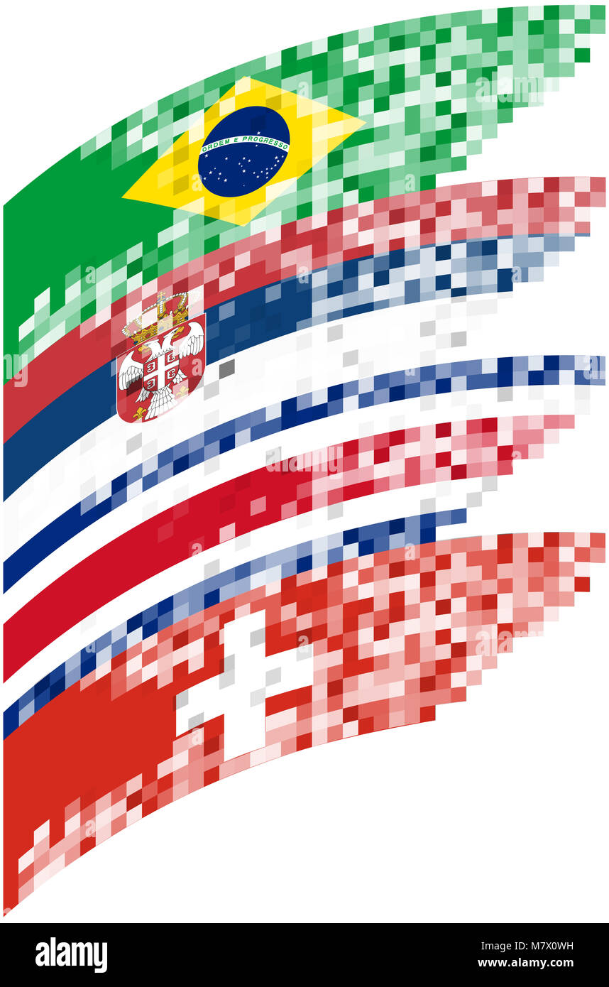 Composizione astratta delle bandiere di squadre sportive nazionali isolati su sfondo Foto Stock