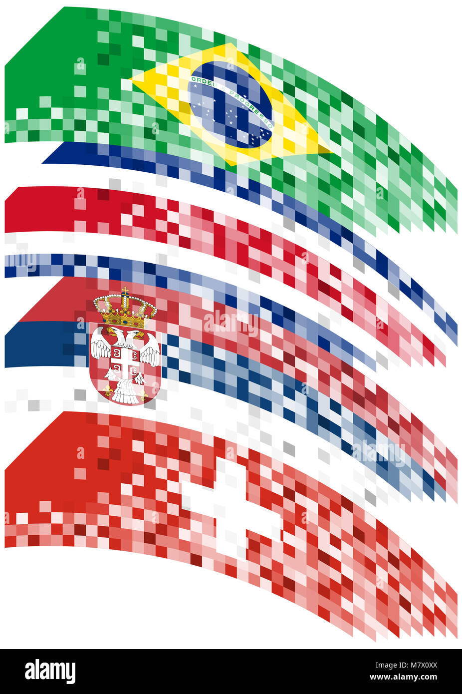 Composizione astratta delle bandiere di squadre sportive nazionali isolati su sfondo Foto Stock