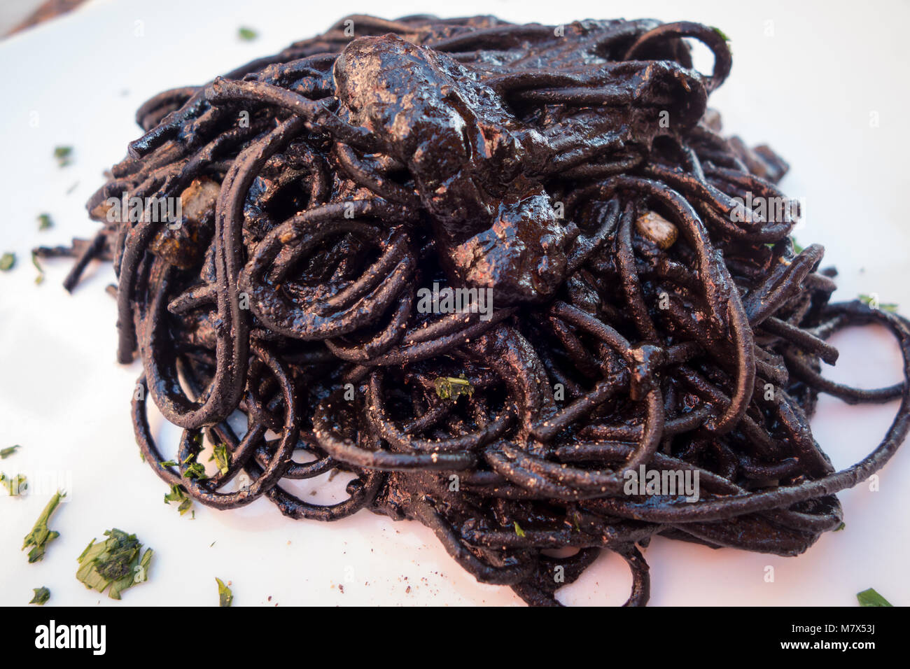 Calamari Pasta di inchiostro Foto Stock