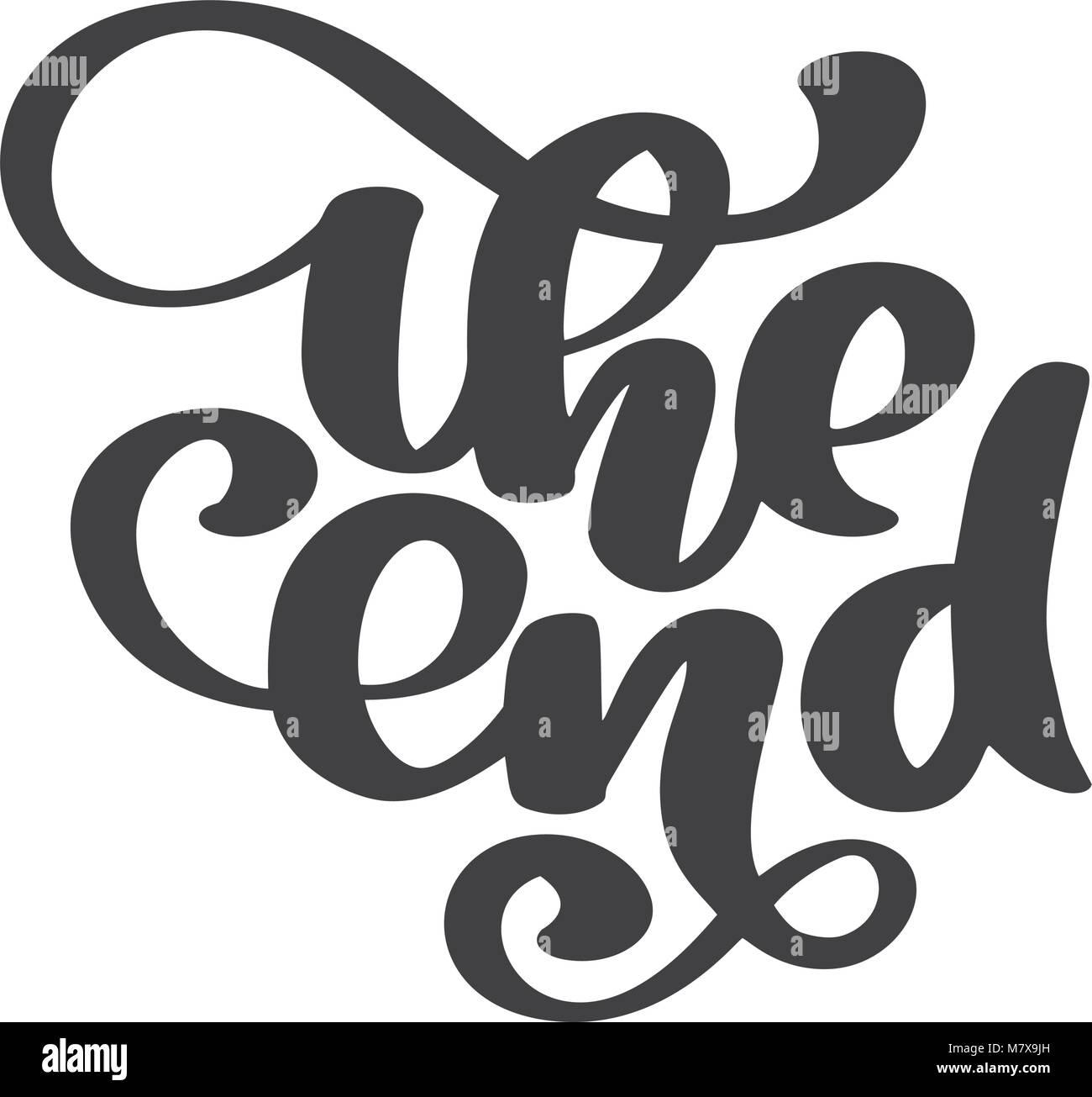 Disegnata a mano la fine del vettore caratteri di testo Frase, ornamentali il finale del film tipografia Illustration Design per il messaggio di saluto festivo card e per foto overla Illustrazione Vettoriale