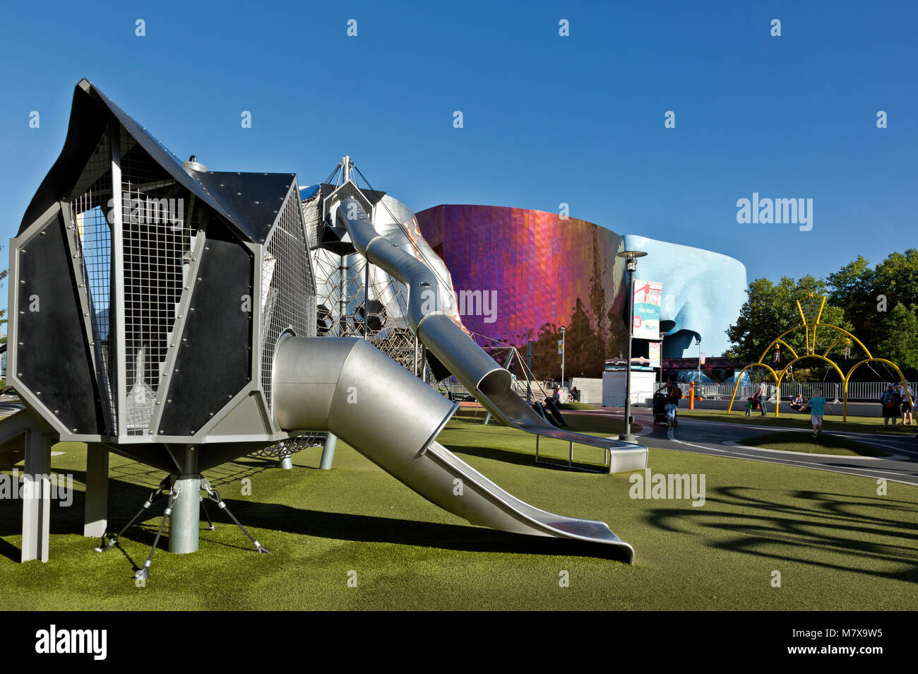 WA13804-00...WASHINGTON - l'area giochi per bambini del Seattle Center vicino al Museo della Cultura Pop. 2017 Foto Stock