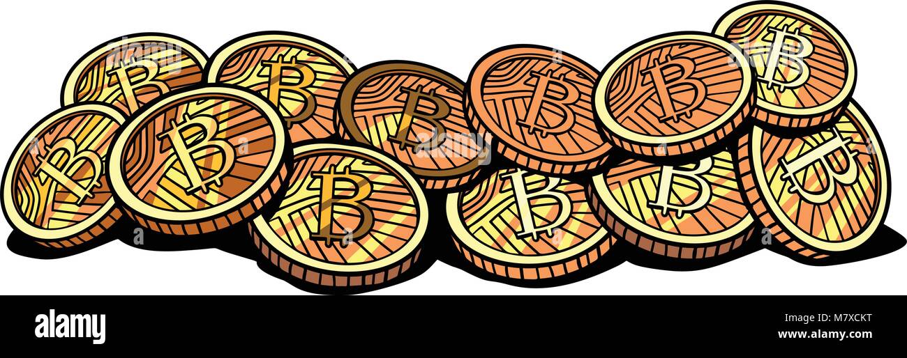 Valuta crypto bitcoin isolati su sfondo bianco Illustrazione Vettoriale